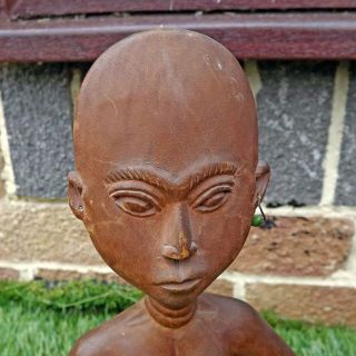Pair Carved Wood African Ashanti Figures - Ashanti Fertility,  Tribal Drummer 2