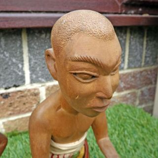 Pair Carved Wood African Ashanti Figures - Ashanti Fertility,  Tribal Drummer 3