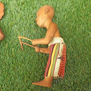 Pair Carved Wood African Ashanti Figures - Ashanti Fertility,  Tribal Drummer 8