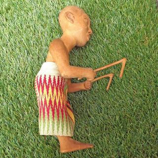Pair Carved Wood African Ashanti Figures - Ashanti Fertility,  Tribal Drummer 9