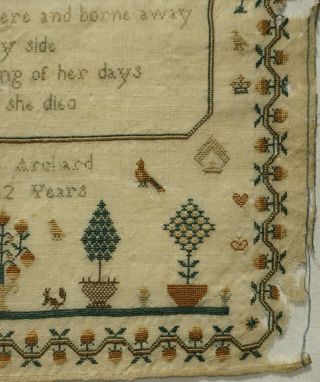 MID 19TH CENTURY MEMORIAL SAMPLER BY GEORGINA ARCHARD FOR HER SISTER - c.  1840 7