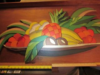 Mid Century Modern Allen Noonan Originals,  49 In.  X 18.  5 In.  Framed Fruit
