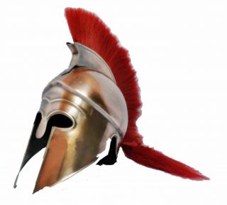 Greek Corinthian Helmet Red Plume Armour Medieval Knight Spartan SCA Reenactment 2