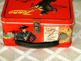 1966 - ZORRO RED LUNCHBOX & RED THERMOS - ALADDIN - WALT DISNEY - 1 - OWNER SET - EXC 8