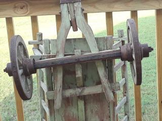 Antique Wood Child ' s Wagon Farm Hay Cart Buggy Banded 8 Spoke Wheels 10