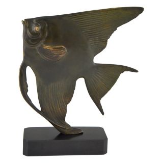 Luc Art Deco Bronze Sculpture Of A Fish France 1930