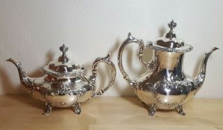 Reed & Barton Sterling Silver Tea Set Burgundy Teapot Sugar Creamer 5pc 3
