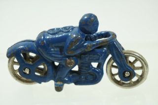 Antique Hubley Speed Motorcycle Blue 8 Cast Iron Toy Racer Racing Nickel Wheels