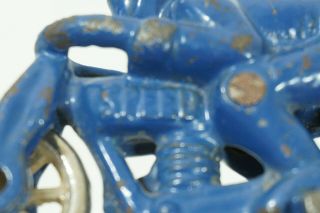 Antique HUBLEY Speed Motorcycle Blue 8 Cast Iron Toy Racer Racing Nickel Wheels 8