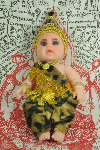 Luk Thep Child Angel Spirit Doll Thai Amulet Talisman Wealth Lucky White Magic