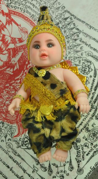 Luk Thep Child Angel Spirit Doll Thai Amulet Talisman Wealth Lucky White Magic 3