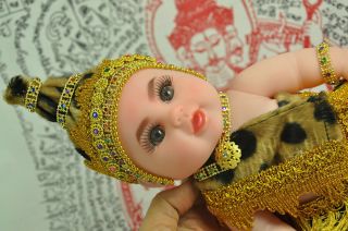 Luk Thep Child Angel Spirit Doll Thai Amulet Talisman Wealth Lucky White Magic 6