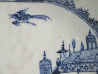 LARGE 18TH C CHINESE PORCELAIN BLUE & WHITE CARP DUCK BIRD PLATTER 3