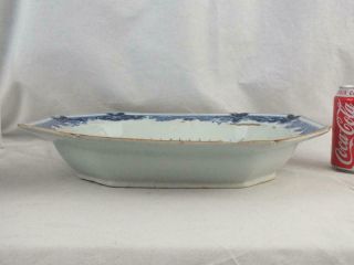 LARGE 18TH C CHINESE PORCELAIN BLUE & WHITE CARP DUCK BIRD PLATTER 6