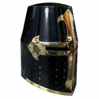 Medieval Crusader Helmet Templar Knight Helmet Black Finish Brass Design Liner 2