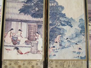 Vintage Korean Old Life Style 8 Panel Folding Screen:9.  5 
