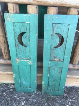 Antique Vintage Half Moon Wood Window Shutters Farm House