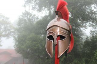 Greek Corinthian Helmet Red Plume Armour Medieval Knight Spartan Reenactment Uk