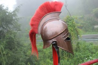 Greek Corinthian Helmet Red Plume Armour Medieval Knight Spartan Reenactment UK 3