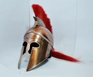 Greek Corinthian Helmet Red Plume Armour Medieval Knight Spartan Reenactment UK 4