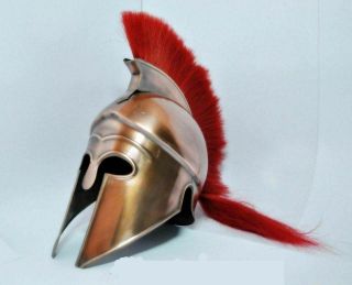 Greek Corinthian Helmet Red Plume Armour Medieval Knight Spartan Reenactment UK 5