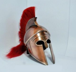 Greek Corinthian Helmet Red Plume Armour Medieval Knight Spartan Reenactment UK 6