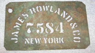 Brass Template For Wood Boxes Mercantile Adv James Rowland Co York