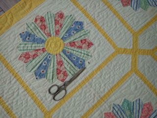 Expert Quilting SUMMER COTTAGE Vintage 30s Marigold TRELLIS Dresden Plate QUILT 11