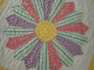 Expert Quilting SUMMER COTTAGE Vintage 30s Marigold TRELLIS Dresden Plate QUILT 7