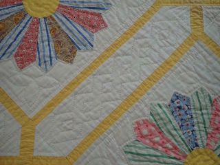 Expert Quilting SUMMER COTTAGE Vintage 30s Marigold TRELLIS Dresden Plate QUILT 8