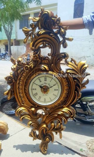 Wooden Wall Clock Fine Hand Carved Antique Clock 4 Feet Long Finest Decorative