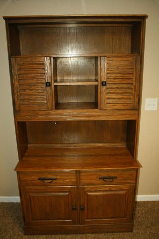 Ranch Oak Buffet And Bookcase With Doors