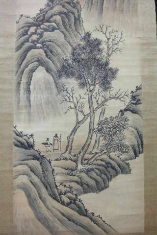Very Rare Large Old Chinese Scroll Hand Painting Landscape " Wangxuehao " Marks