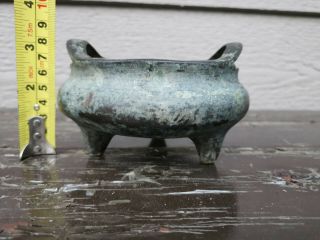 Old House Antique Chinese Ming Bronze Incense Burner it Marked Asian China 11
