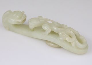 Antique Chinese Carved Jade Belt Hook Dragon 19th C.  Qing