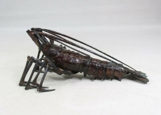 H313: Japanese movable shrimp statue of copper ware by Famous Hiromi Fujiwara. 6