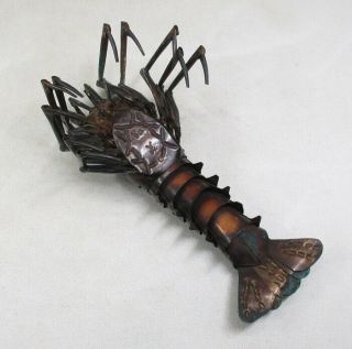 H313: Japanese movable shrimp statue of copper ware by Famous Hiromi Fujiwara. 8