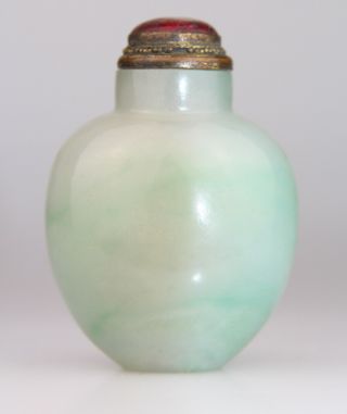 Antique Chinese Carved Green Jade Snuff Bottle Early 19th Qing