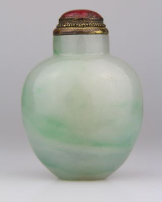 Antique Chinese Carved Green Jade Snuff Bottle Early 19th Qing 2