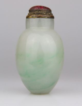 Antique Chinese Carved Green Jade Snuff Bottle Early 19th Qing 5