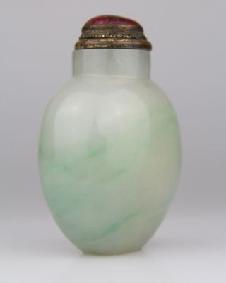 Antique Chinese Carved Green Jade Snuff Bottle Early 19th Qing 6
