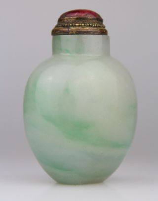 Antique Chinese Carved Green Jade Snuff Bottle Early 19th Qing 7