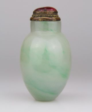 Antique Chinese Carved Green Jade Snuff Bottle Early 19th Qing 8