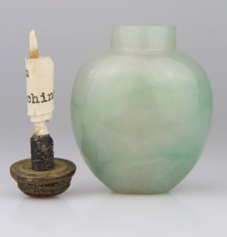 Antique Chinese Carved Green Jade Snuff Bottle Early 19th Qing 9