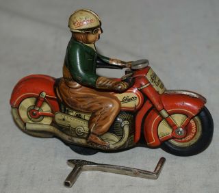 Vintage Schuco Curvo 1000 Tin Windup Motorcycle W/ Key - Made In Germany