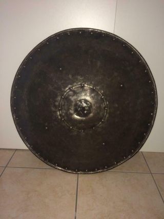 Antique Iron Medieval Large Shield Armor Xvii C Helmet