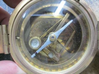 WWII BRASS NATURAL SINE STANLEY LONDON Compass AND LEATHER CASE 4