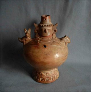 Antique Peru Top Pre Columbian Clay Sican Lambayeque Era Figural Pot