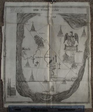 Isle Of Thanet 1655 Large Map Etching By King? Kent Dugdale 15th C Map