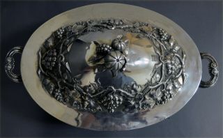 3.  7KG HEAVY LARGE IMPRESIVE MARKED SPANISH SOLID SILVER SOUP TUREEN WINE GRAPES 6